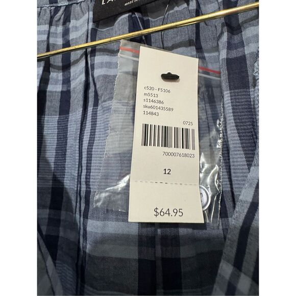 NWT Lane Bryant Puff Sleeve Button Down Blue Plaid Size 12 Blouse - Picture 5 of 8